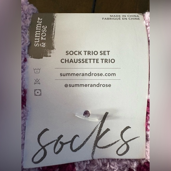 Summer & Rose Pink and Red Fuzzy Socks Trio - Picture 2 of 4